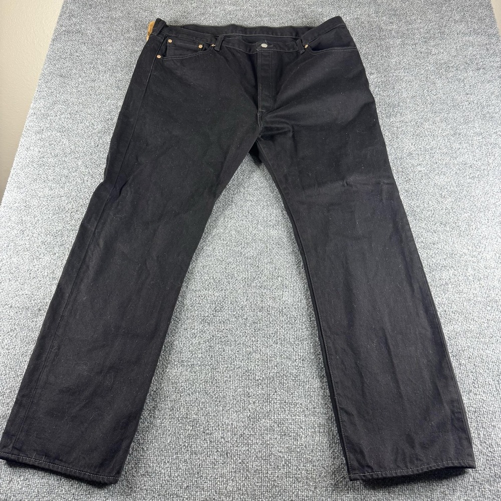 Levis 501 Jeans Mens 42x32 Black Regular Straight Dark Wash Denim Workwear
